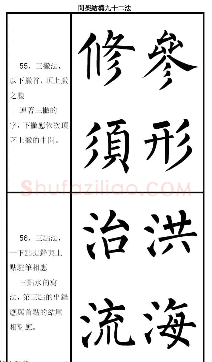 柳体字帖《柳公权楷书间架结构九十二法》 | 软笔楷书字帖
