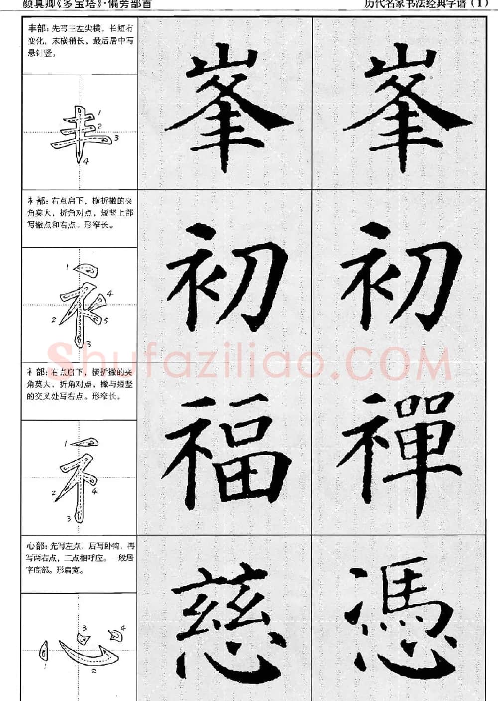 经典字帖：颜真卿多宝塔字谱 | 软笔楷书字帖
