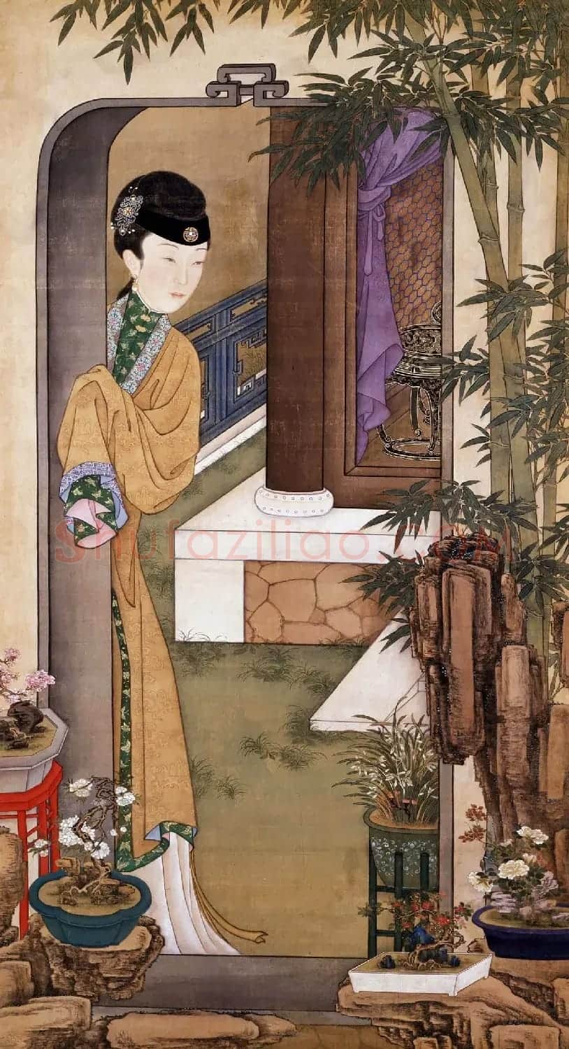 清初宫廷工笔重彩人物画《十二美人图》 | 传世书法作品欣赏