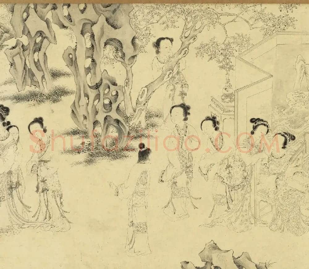 传明仇英乞巧图：宫中女子过七夕 | 传世书法作品精选