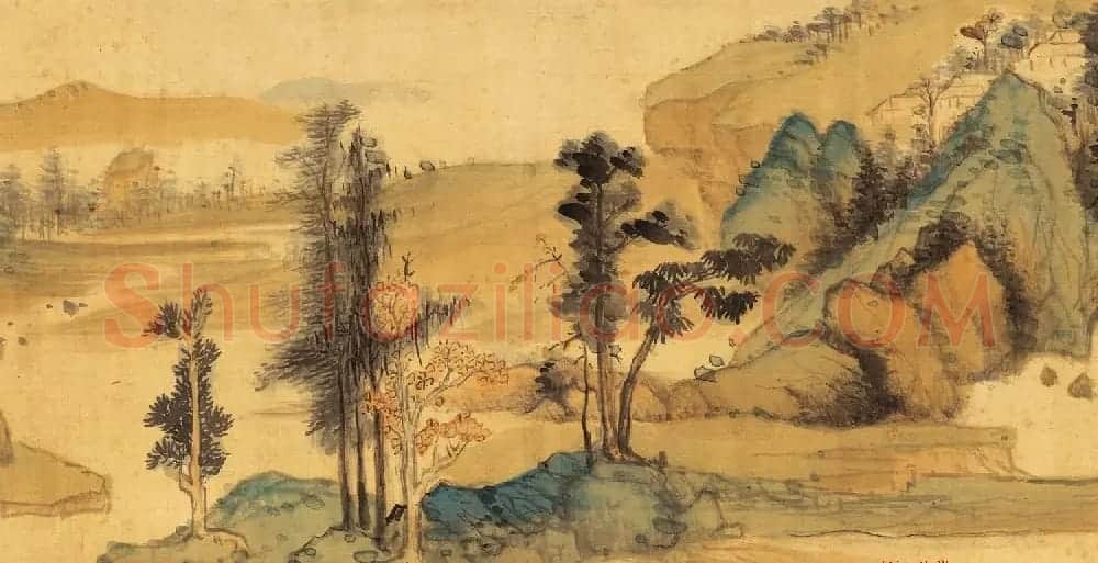 明代蓝瑛字画《溪山秋色图》卷 | 传世书法作品赏析