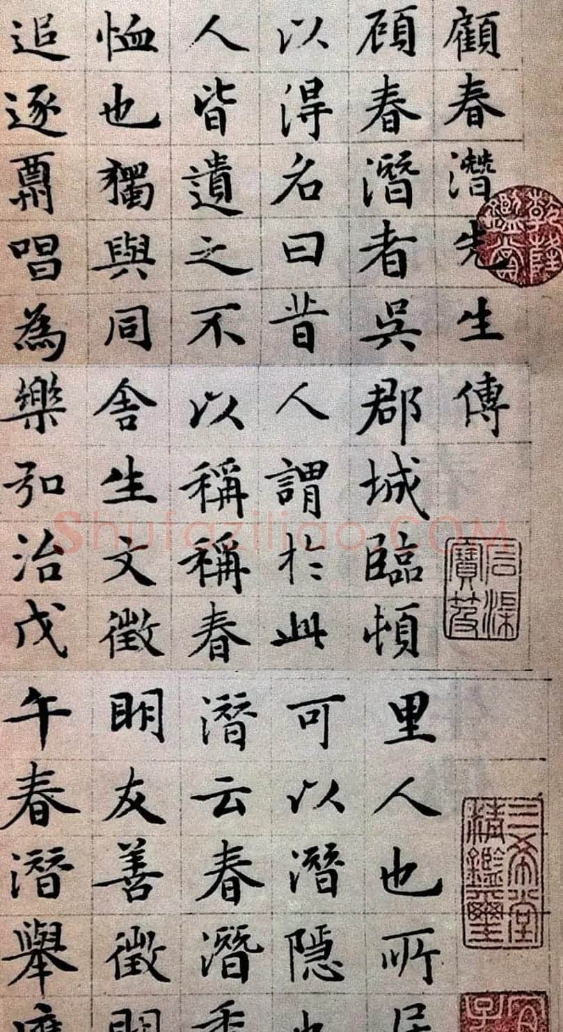 文徵明楷书欣赏《顾春潜先生传》 | 名家书法作品精选