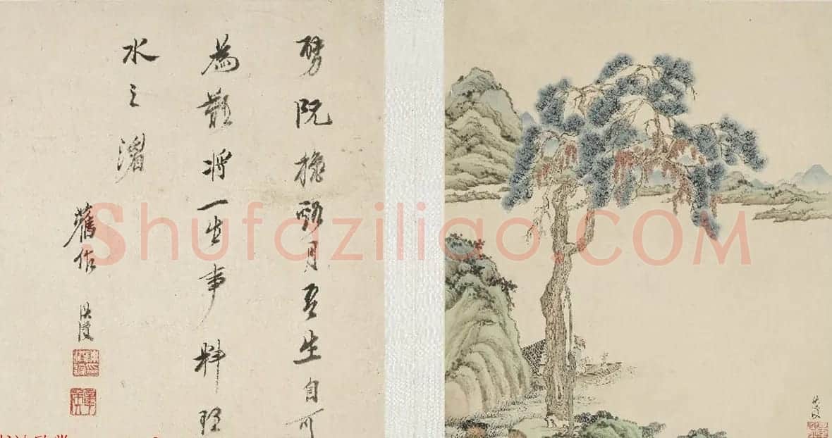 明代陈洪绶字画欣赏《山水人物册页》 | 传世书法作品鉴赏