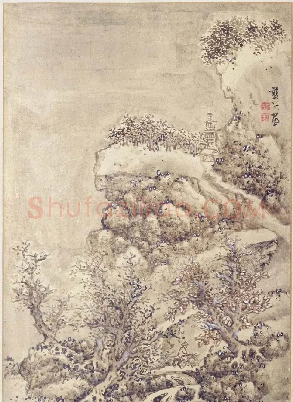 明代蓝瑛绘韩理书跋《澄观图》书画册页欣赏 | 传世书法作品鉴赏