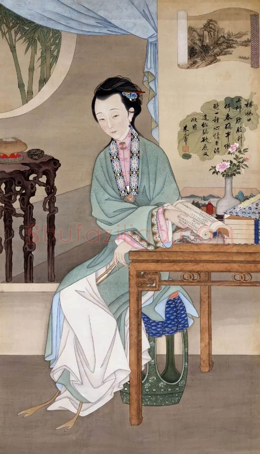 清初宫廷工笔重彩人物画《十二美人图》 | 传世书法作品欣赏