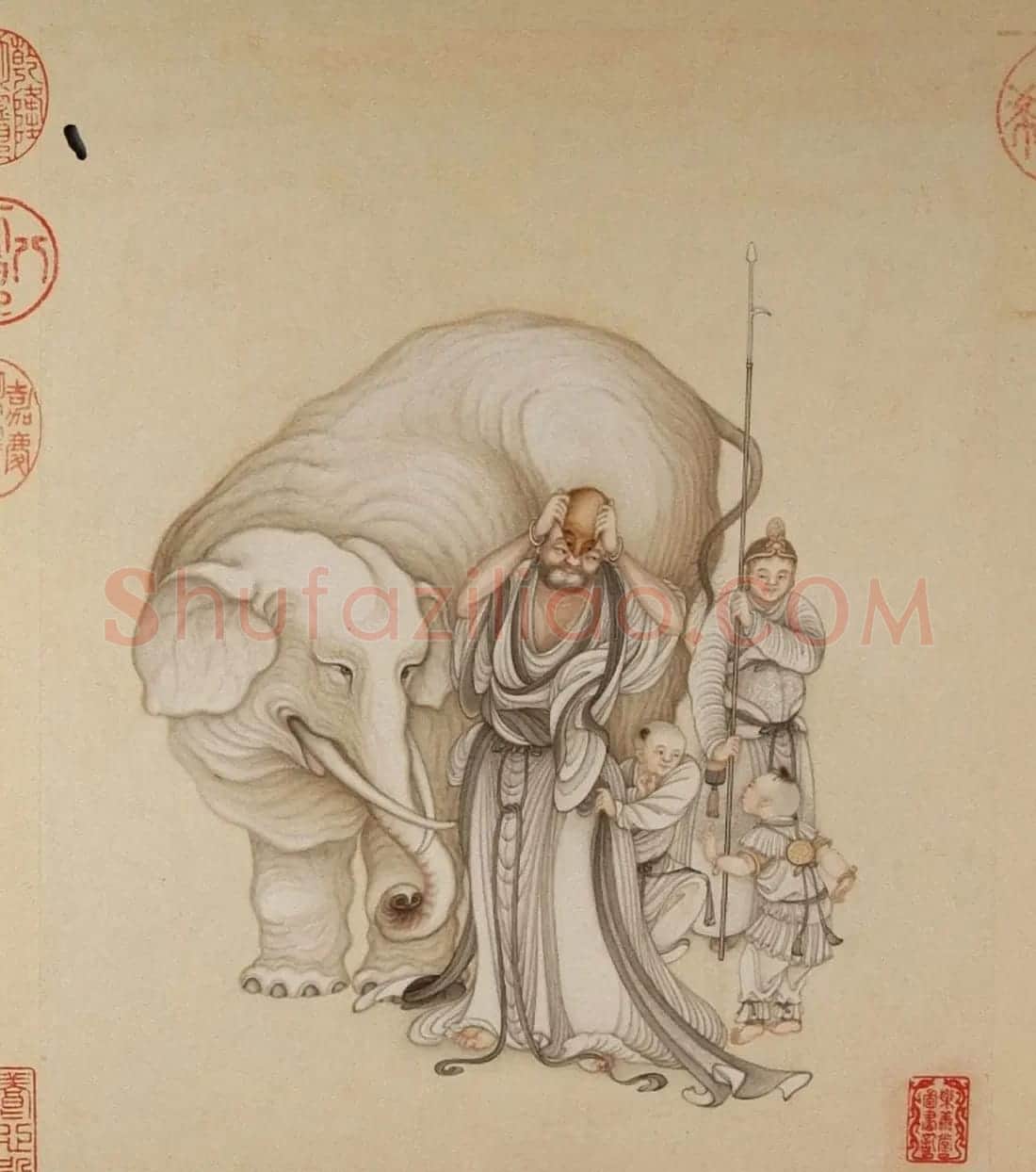 清代字画欣赏《罗汉册》(张照书法+冷枚绘画) | 传世书法作品精选