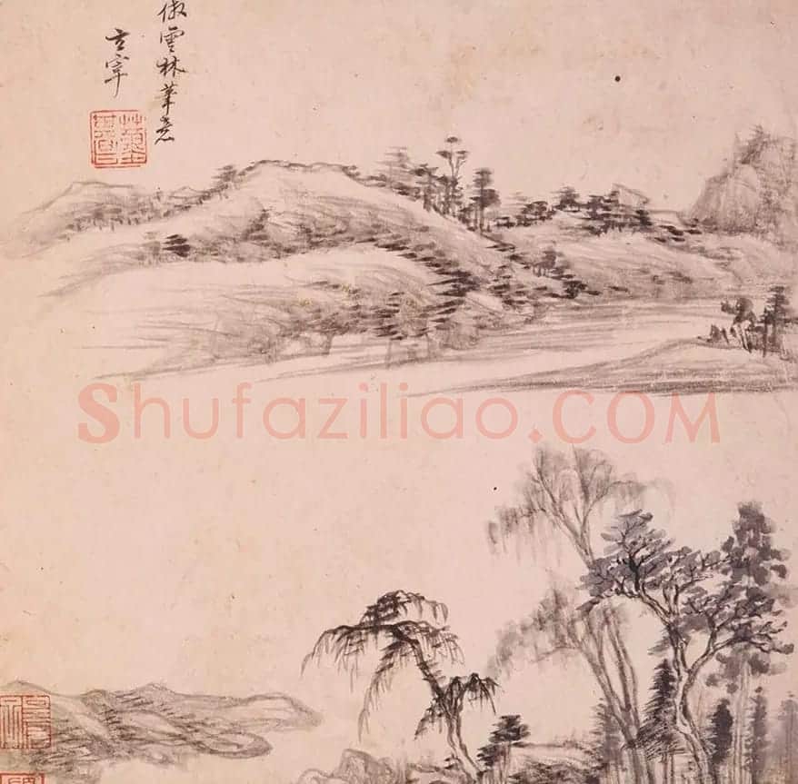 陈万全、温汝适书法题董其昌仿古山水图册 | 传世书法作品鉴赏