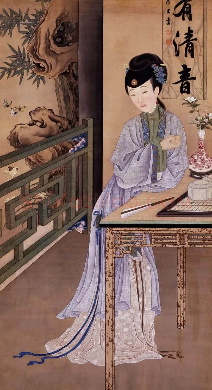 清初宫廷工笔重彩人物画《十二美人图》 | 传世书法作品欣赏