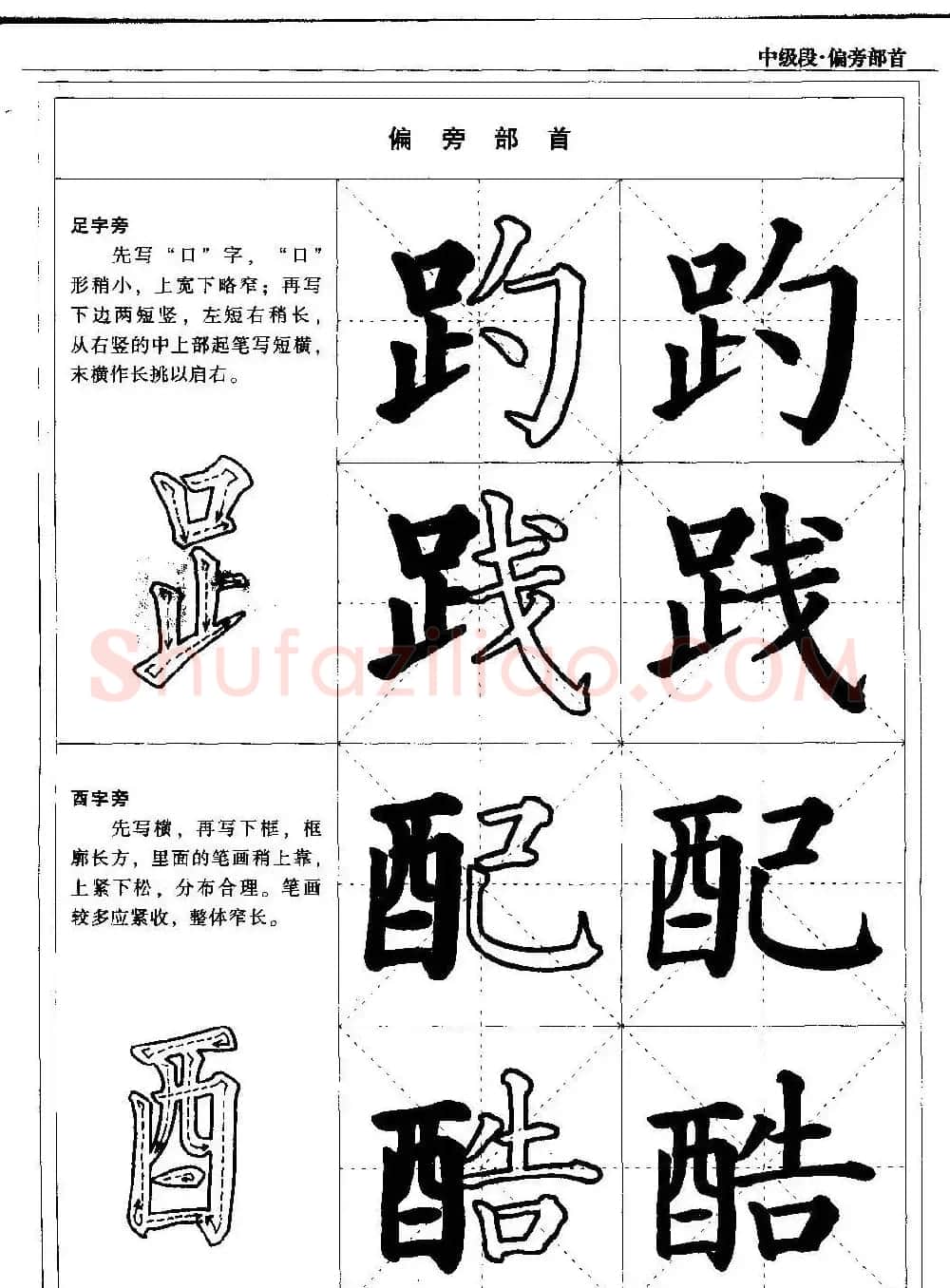 书法段位评比指导教材《毛笔楷书实用教程-偏旁部首》 | 软笔楷书字帖