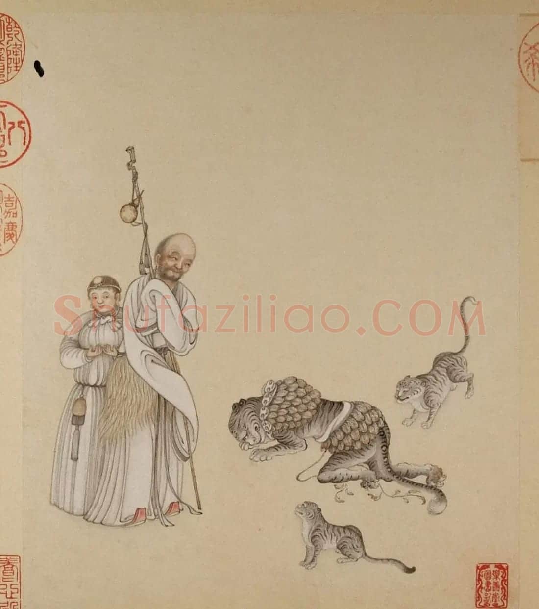 清代字画欣赏《罗汉册》(张照书法+冷枚绘画) | 传世书法作品精选