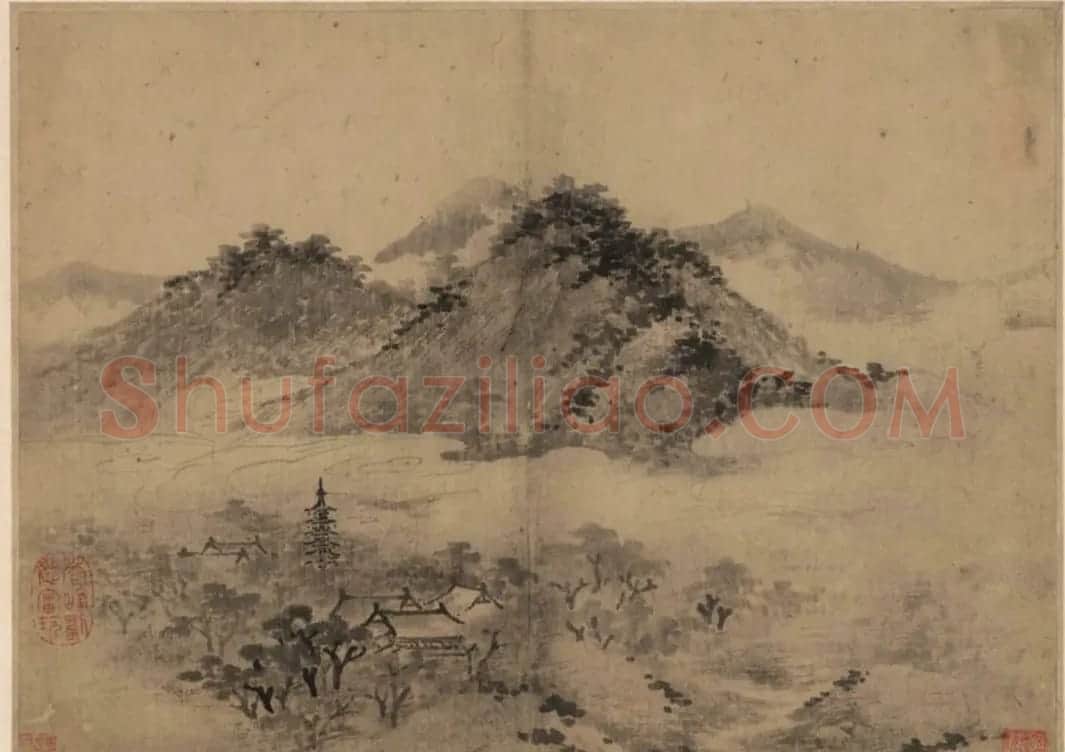 董其昌书法鉴题曹知白山水册 | 传世书法作品精选