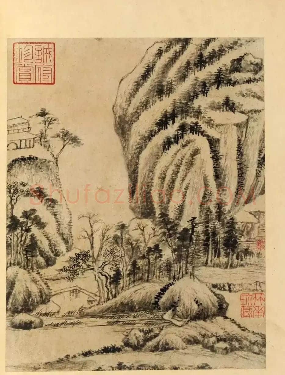 董其昌59岁书画合璧山水小景册页 | 传世书法作品鉴赏