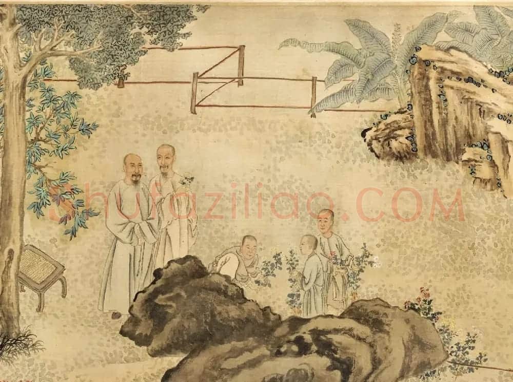 清代叶芳绘画《九日行庵文宴图》 | 传世书法作品鉴赏