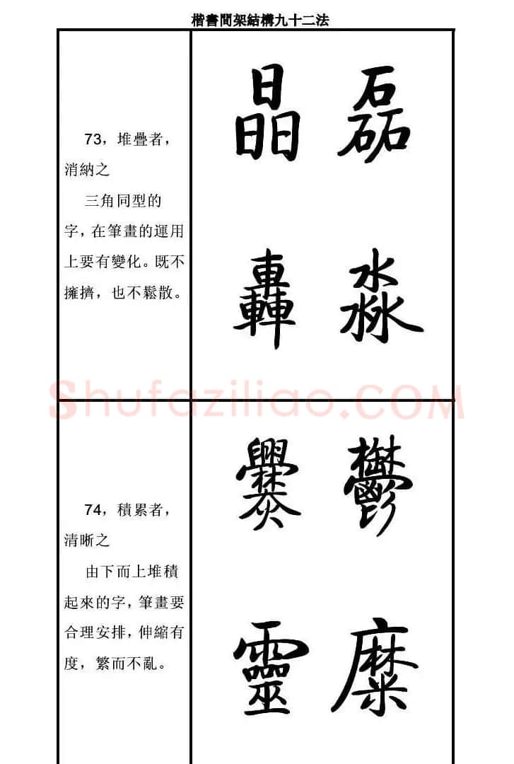 启功字帖楷书间架结构九十二法 | 毛笔楷书字帖