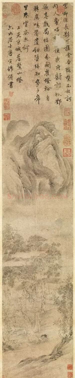 唐寅书画欣赏《灯霄闺话》轴 | 传世书法作品精选