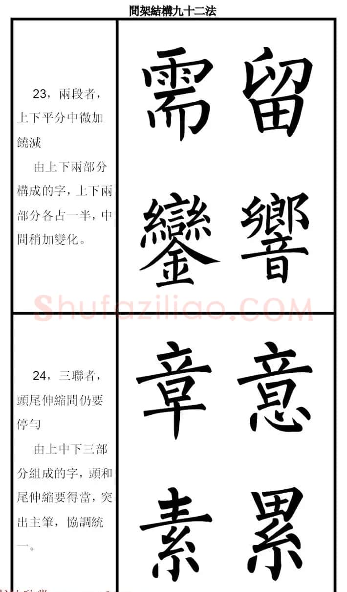 柳体字帖《柳公权楷书间架结构九十二法》 | 软笔楷书字帖