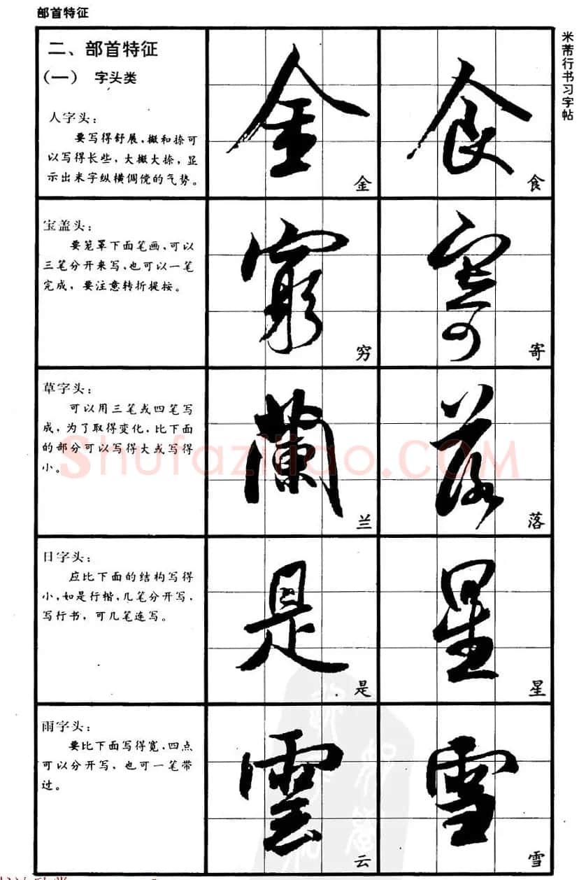 九宫格毛笔字帖欣赏《宋·米芾行书习字帖》 | 软笔行书字帖