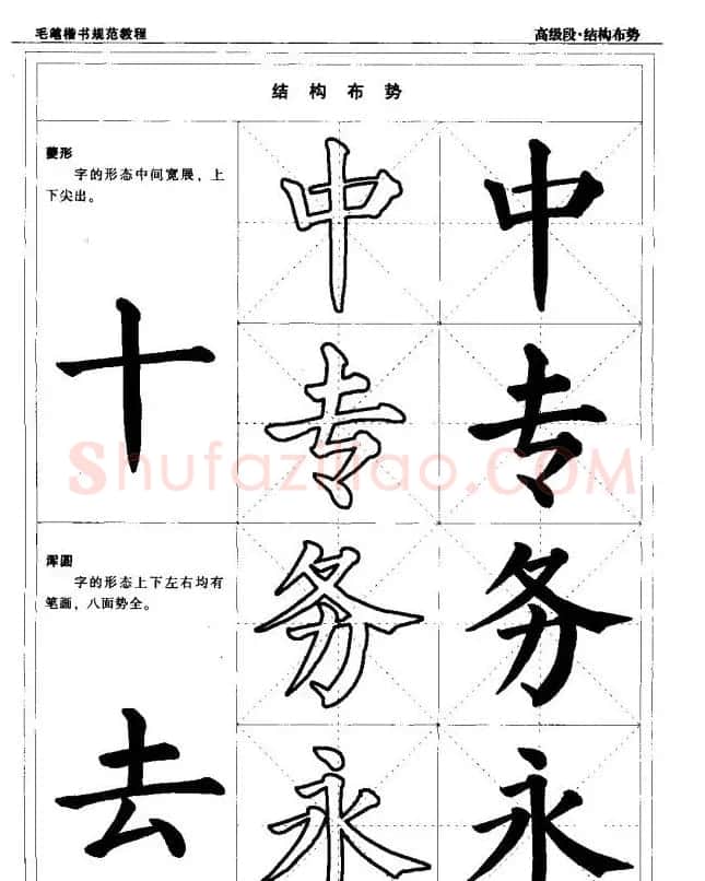 书法段位评比指导教材《毛笔楷书实用教程-结构布势》 | 软笔楷书字帖