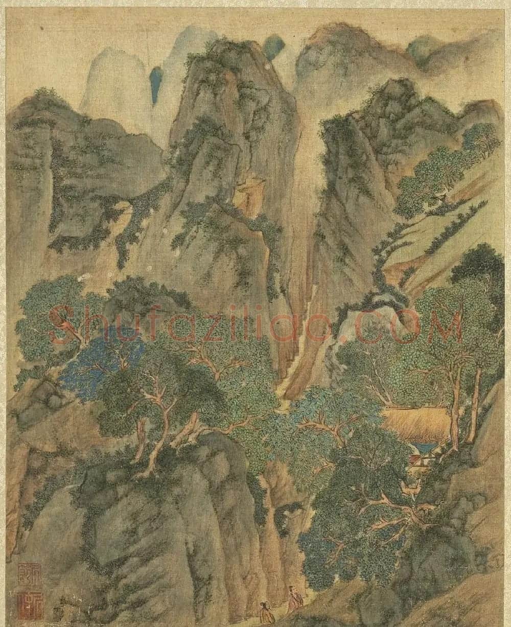 明代居节行书自题山水册 | 传世书法作品精选