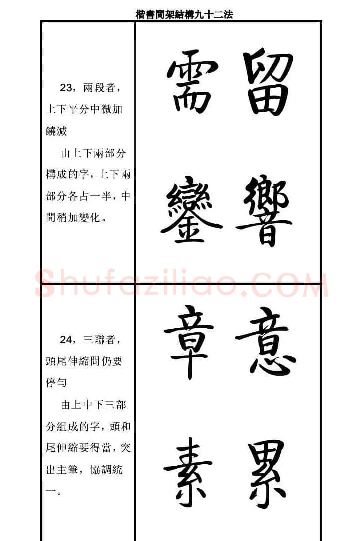 启功字帖楷书间架结构九十二法 | 毛笔楷书字帖