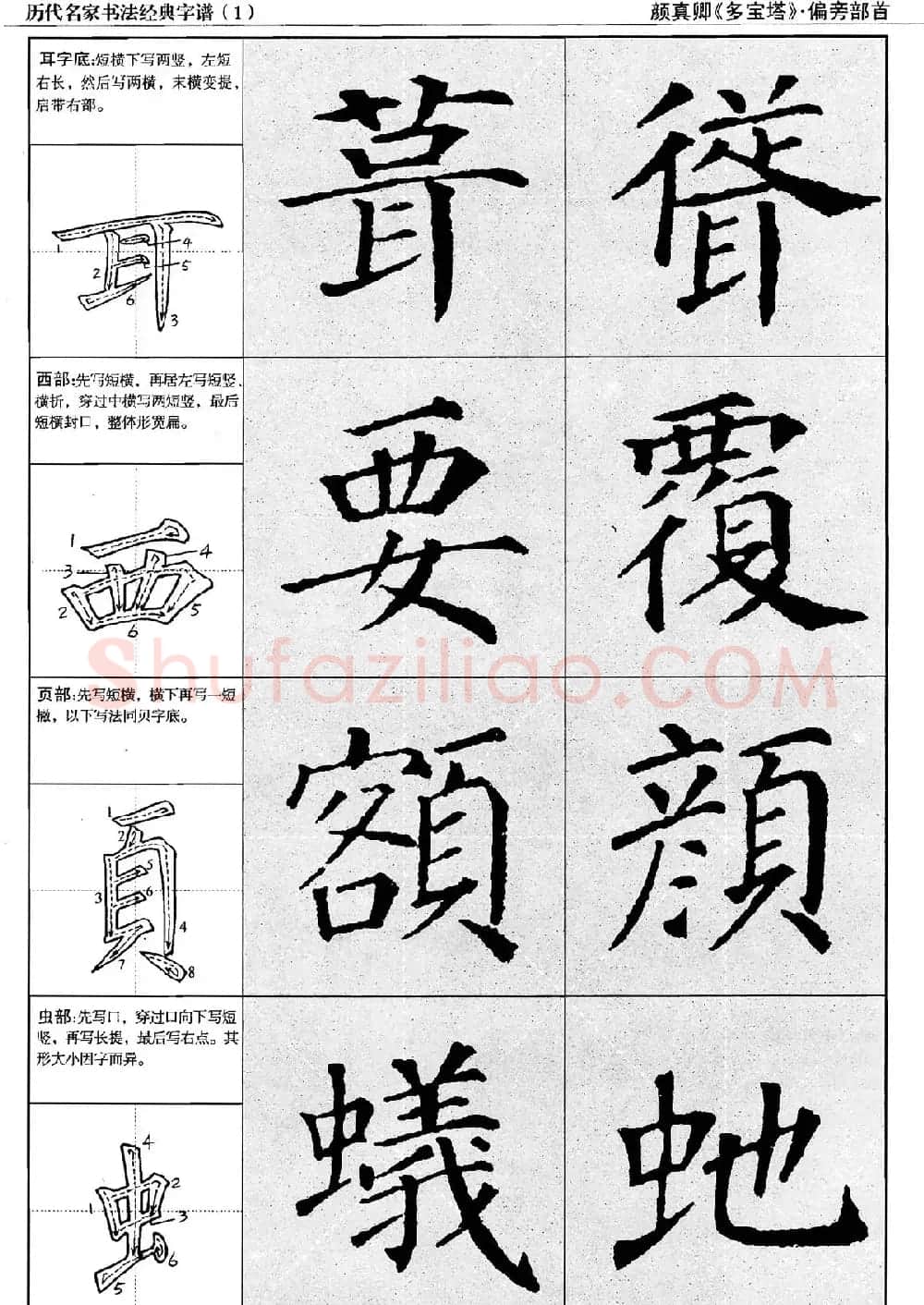 经典字帖：颜真卿多宝塔字谱 | 软笔楷书字帖