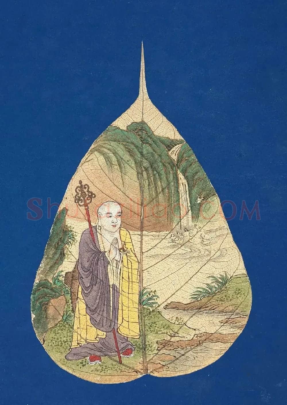 金字隶书题赞《菩提叶彩绘佛像集》 | 传世书法作品鉴赏