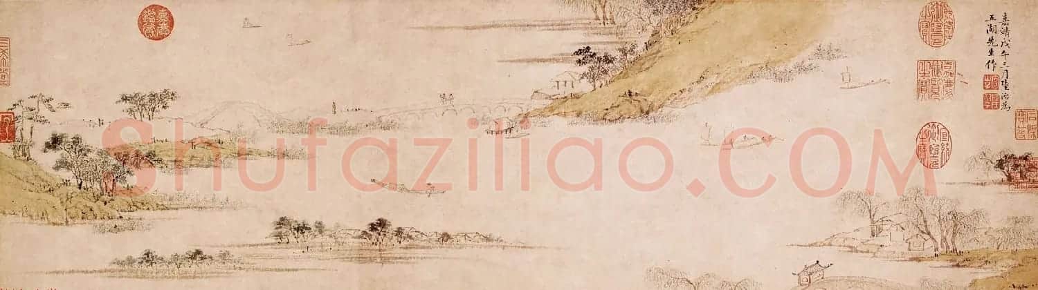 明代陆治为五湖先生作《石湖图卷》 | 传世书法作品欣赏