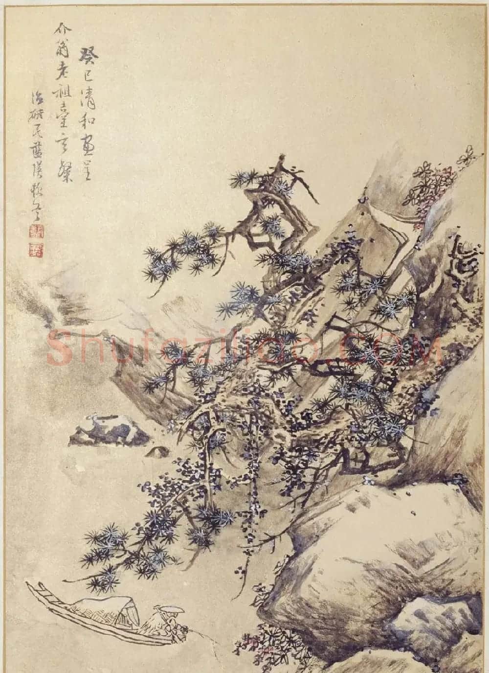 明代蓝瑛绘韩理书跋《澄观图》书画册页欣赏 | 传世书法作品鉴赏