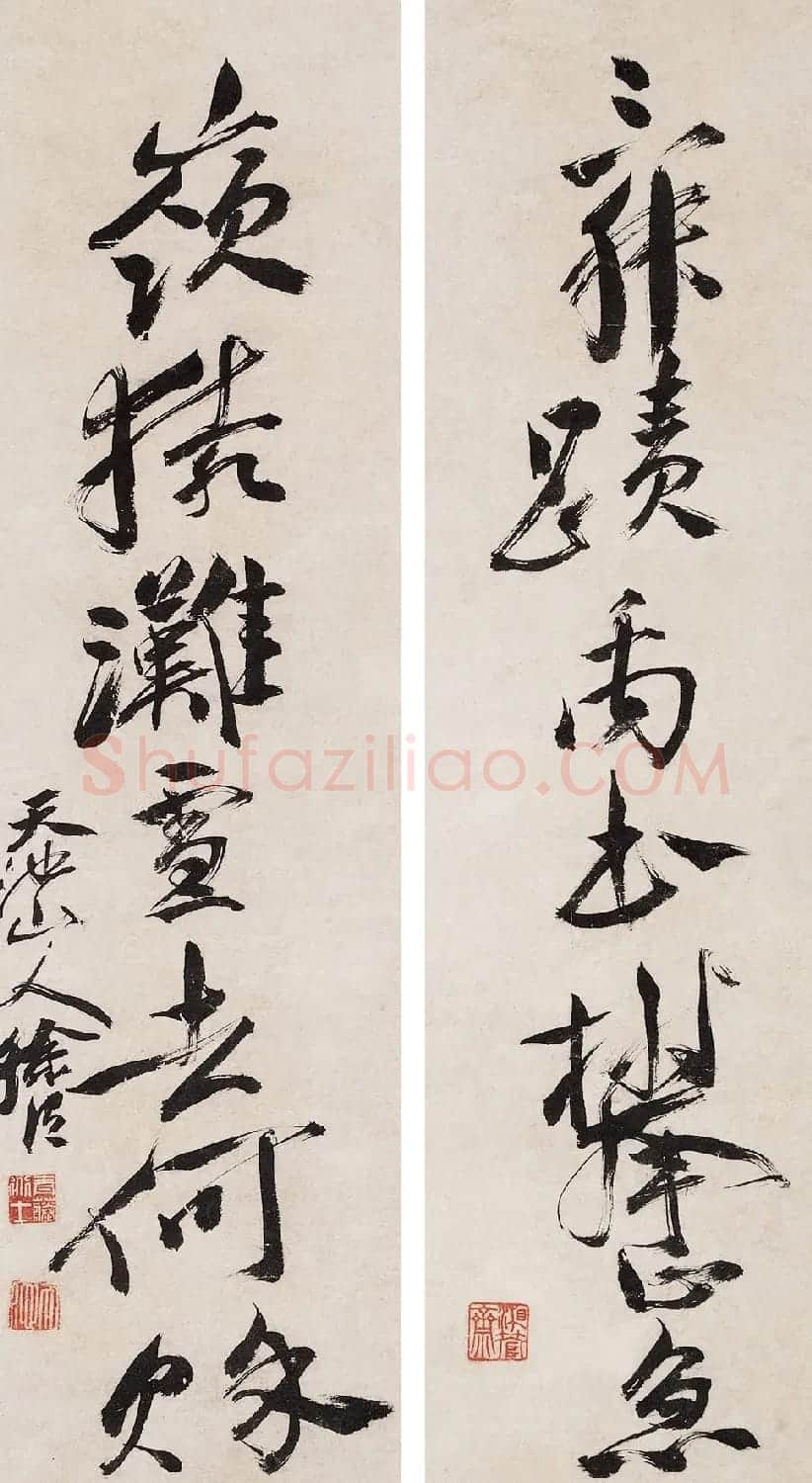 明代徐渭书法扇面对联作品欣赏 | 书法名家作品鉴赏