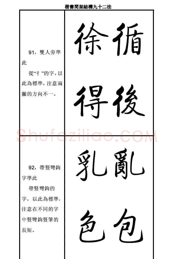 启功字帖楷书间架结构九十二法 | 毛笔楷书字帖