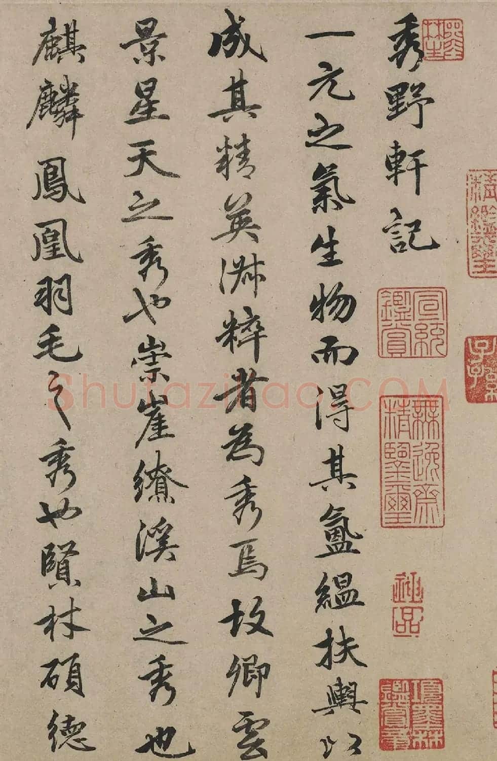 元代朱德润行书《秀野轩记》真伪2版本对比 | 书法作品赏析