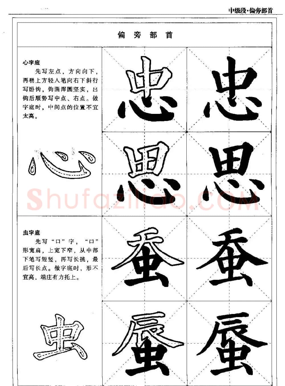 书法段位评比指导教材《毛笔楷书实用教程-偏旁部首》 | 软笔楷书字帖