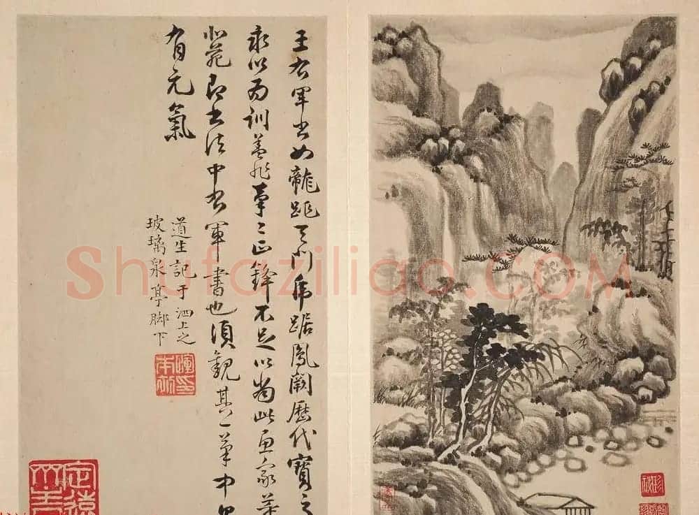 明代恽向书法字画仿古山水册页 美国馆藏 | 传世书法作品欣赏