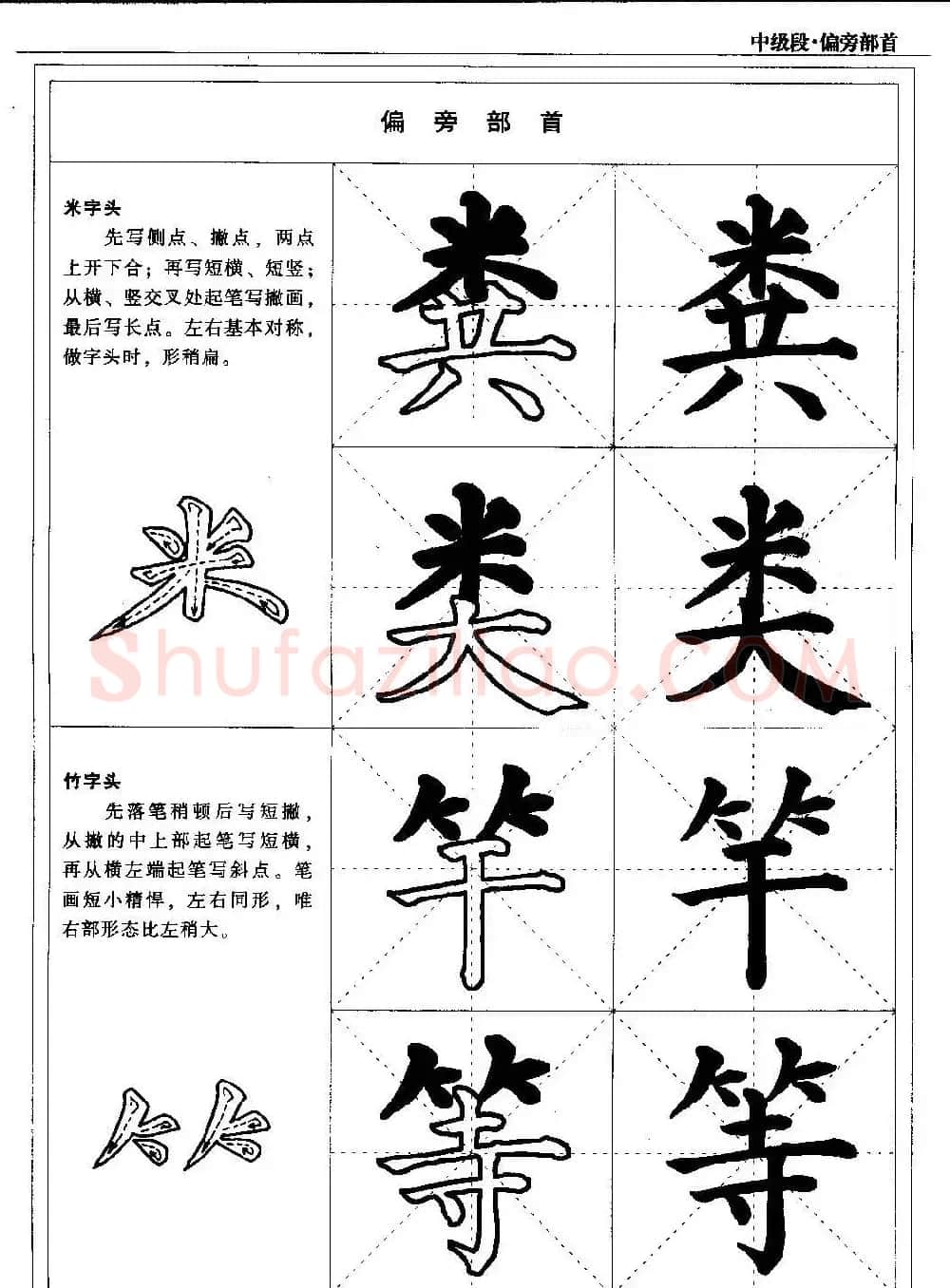 书法段位评比指导教材《毛笔楷书实用教程-偏旁部首》 | 软笔楷书字帖