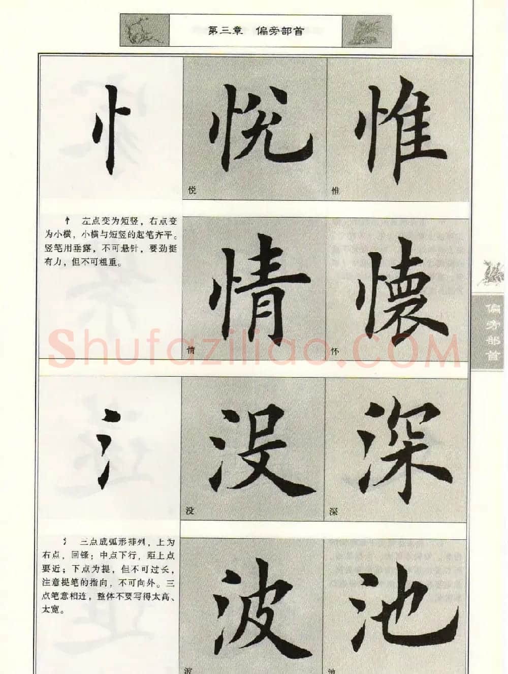 田英章毛笔楷书入门教程--偏旁部首 | 软笔楷书字帖