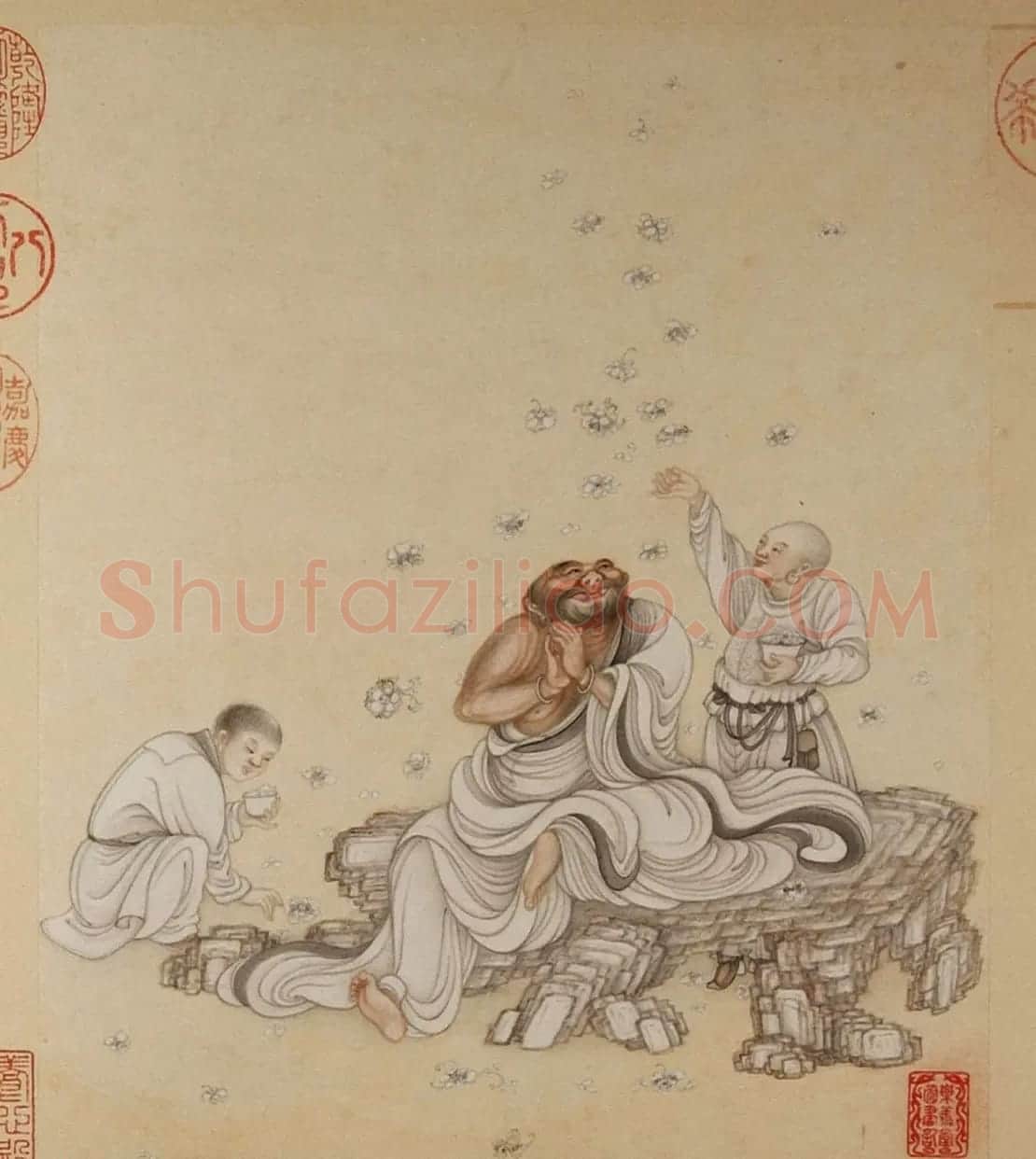 清代字画欣赏《罗汉册》(张照书法+冷枚绘画) | 传世书法作品精选