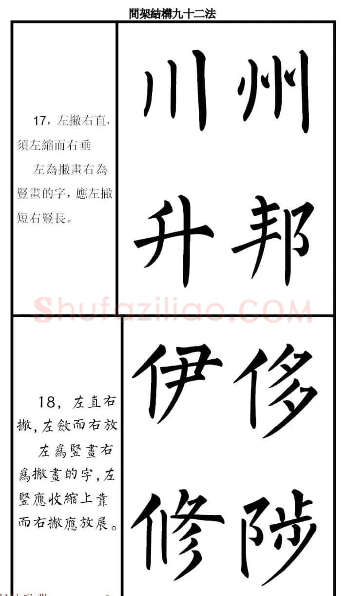 柳体字帖《柳公权楷书间架结构九十二法》 | 软笔楷书字帖
