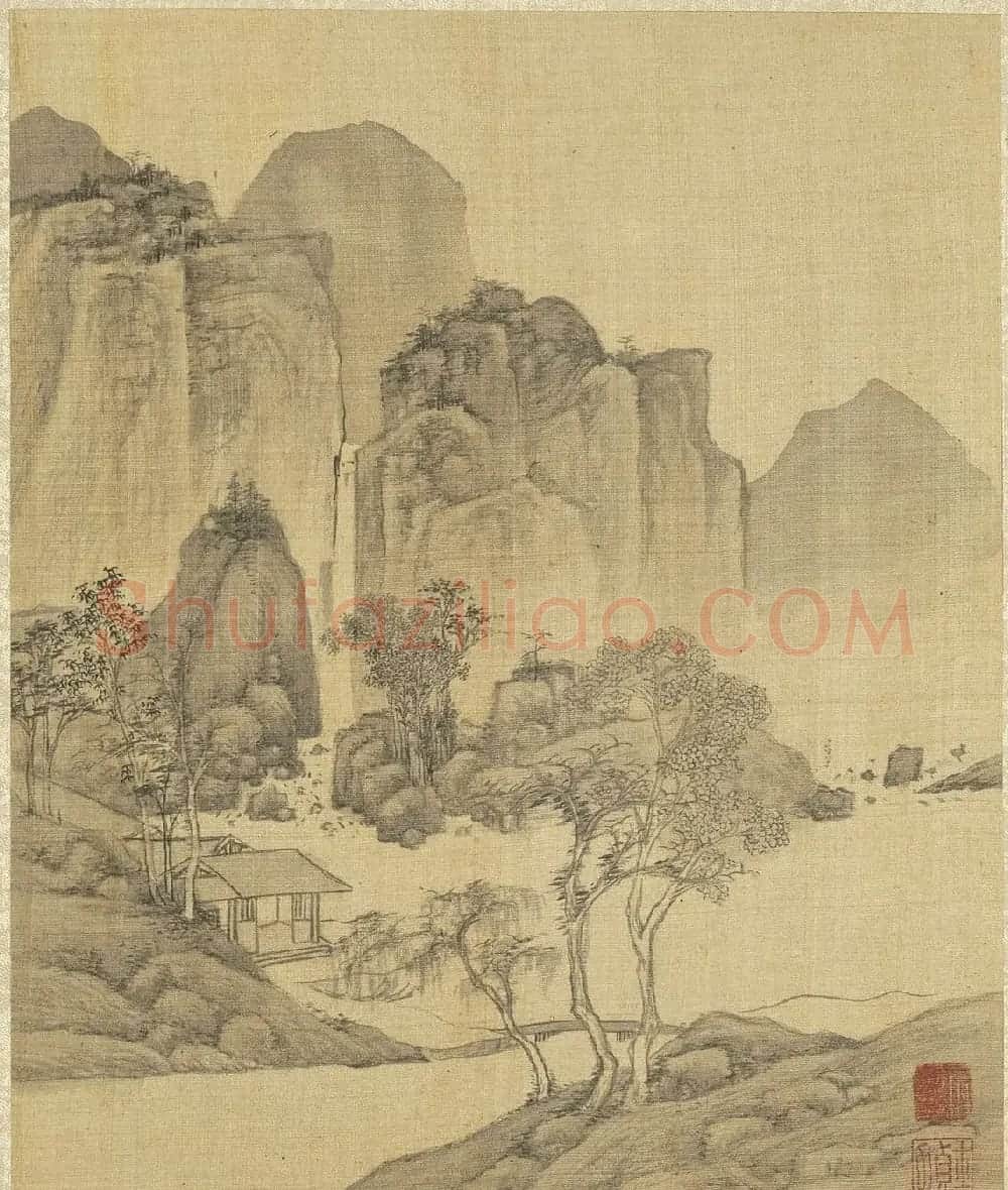 明代居节行书自题山水册 | 传世书法作品精选