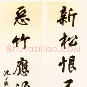 近现代 沈尹默行书《行书杜子美诗句联》