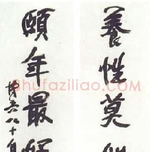 近现代 陶博吾行书《养行颐年行书七言联》
