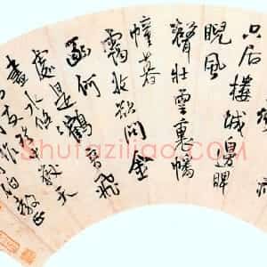 明代 王铎行书《偕友登中岳天中阁作扇面》
