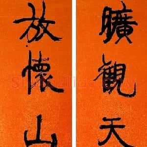 清代 康有为行书《旷观放怀七言联》