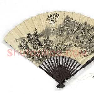 清代 蒲华行书《溪山春意图并行书画禅室随笔扇》
