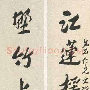清代 沈曾植行书《行书江莲野竹五言联》