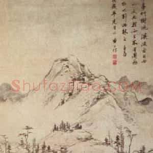 草亭竹树图轴