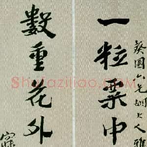 清代 沈曾植行书《行书一粒数重七言联》