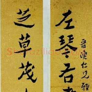 清代 沈曾植行书《行书左琴右书七言联》