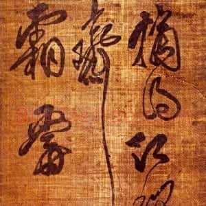 清代 傅山草书《摘得红梨叶诗》