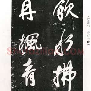 清代 傅山行书《饮水丹枫石刻七言诗行书联》