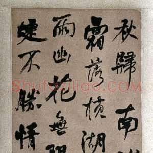 清代 何绍基行书《录苏轼和文与可洋川园池三十首之蓼屿诗轴》